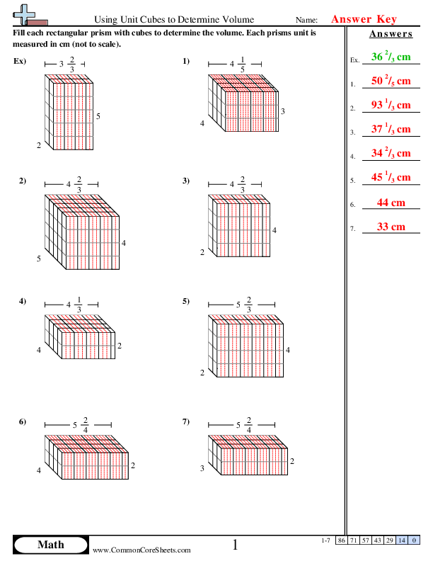  - Using Cubes to Find Volume (Fractional Sides) worksheet